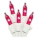 LiteSource 32304 - 20 Light White Wire Pink Miniature Christmas Light String Set with 3