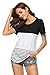 KATEKATECAT Womens Shirts Short Sleeve T Shirt Round Neck Striped Color Block Casual Blouse Tees