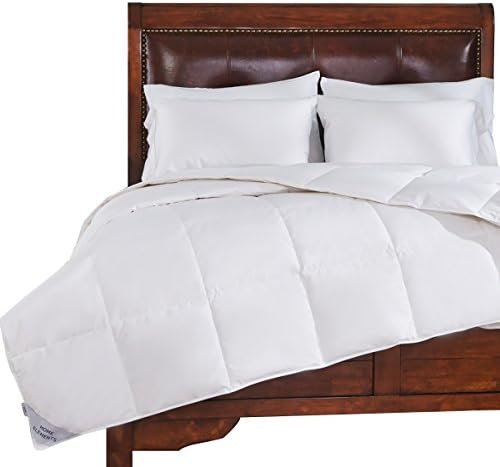 Comforter For Winter White Goose Down Comforter 800 Thread Count Warmth 600 Fill Power-Full/Queen Size, Stripe White