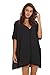 HIMONE Women's Solid Oversized Beach Cover Up, Black, One Size