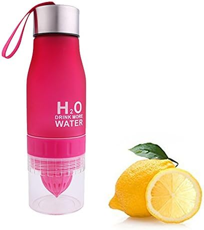 WOPS 650ml Water Bottle Portable Health Juice frosted lemon cup Infuser Squeezer Cup (Red)
