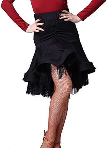 YOUMU Women Ladies Latin Dance Fishtail Skirt Dress Tassel Salsa Tango Ballroom Rumba