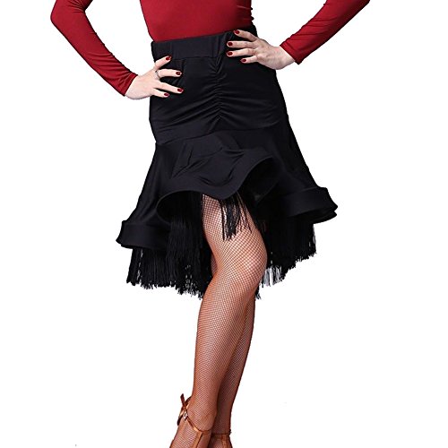 YOUMU Women Ladies Latin Dance Fishtail Skirt Dress Tassel Salsa Tango Ballroom Rumba
