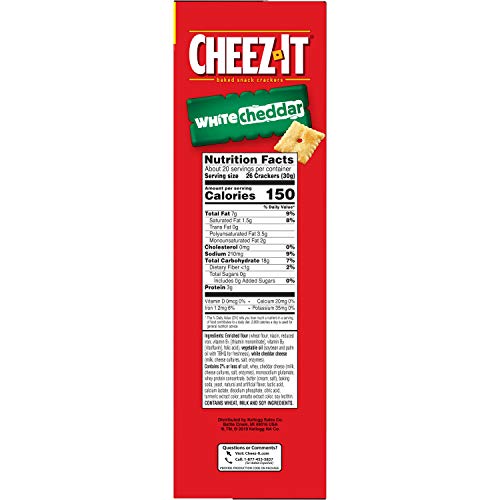 CheezIt Baked Snack Cheese Crackers, White Cheddar, Family Size, 21 oz