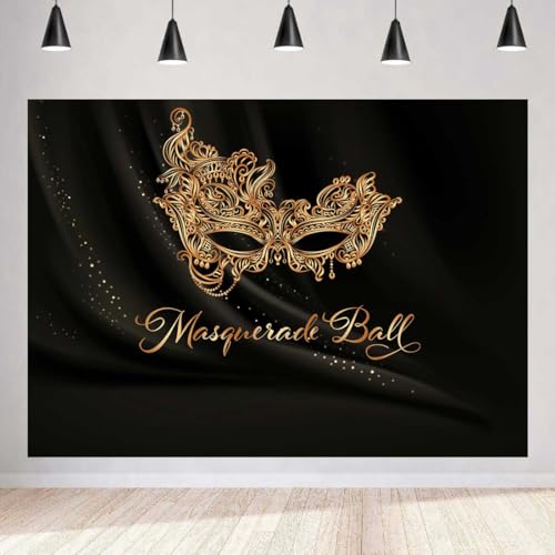Masquerade Backdrop for Party, Golden Mask Photography Backgrounds, 10x8ft at Amazon