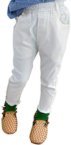 キッズ 子供 ズボン デニム 新発売 パンツ ストレート ストレッチ ロングパンツ 白 女の子 綿 白色 100 110 韓国こども服 伸びるストレッチ素材 長ズボン 80 1 90 130