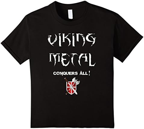 unisex-child Viking Metal T-Shirt. Heavy Metal Tee. 12 Black