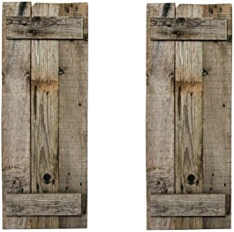 Bear Creek Best Reclaimed Pallet Wood Decorative Rustic Shutter Wall Art in Naturally Weathered Finish - Set of 2 (10-11 W x 34 H )