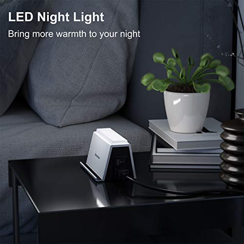 USB Charging Station with 2 AC Outlets Surge Protection and 4-Port USB Charging Docking Stand for Multiple Devices, LED Nightlight & Phone Stand, 10A Max Socket Output with 1.2m Power Cord