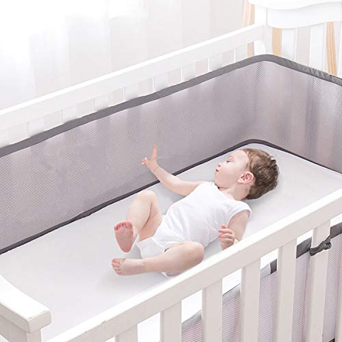 Breathable Baby Crib Bumper,Classic Mesh Crib Liner,Adjustable Length Fits Most Sizes Cribs,Machine Washable