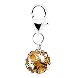 Birthstone Dangle Charm Pendant for European Clip on Charm Jewelry w/ Lobster Clasp