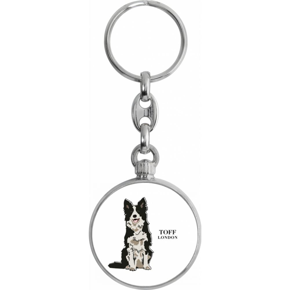 Toff London Black And White Border Collie Dog Keyring