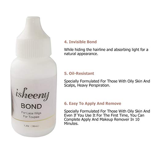 Isheeny Hair Replacement Adhesive 38 ML Safe Nontoxic Invisible Bonding Glue For Poly and Lace Hairpiece, Wig, Toupee Systems - Thumbnail 3