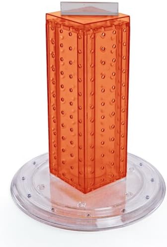 Azar 700221-ORG Pegboard 4-Sided Revolving Counter Display, Orange Translucent Color