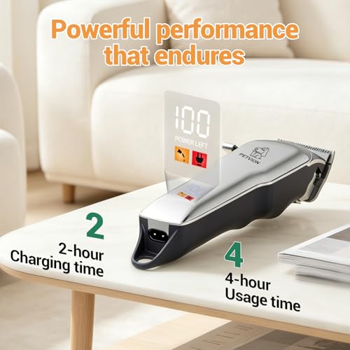 Professional Clippers for Dogs and Cats Wireless Silent LED Display | Pet Clipper for Long and Thick Hair Stainless Steel Blades 6 Combs Motor Guide 7000 RPM Pet Grooming Kit