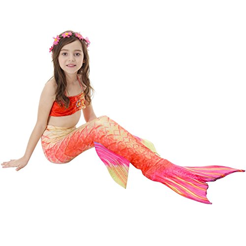 Mermaid tail swimming girls 3pcs bikini set support mon…