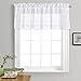 NICETOWN Kitchen Window Treatment Voile Valances - Small Window Linen Look Sheer Curtain Tiers for Cafe Store (White, 2 Panels Per Package, 55" Wide x 18" Long) primary