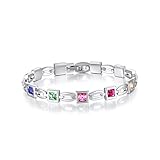Valentine's Day Gift - Mondaynoon Women's SWAROVSKI ELEMENT Crystal 'Look of Love' Charm Tennis Bracelet 7.67