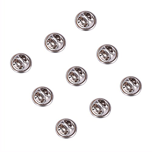 Mudder 50 Pieces Brass Butterfly Clutch Badge Insignia Clutches Pin Backs Replacement (Silver)