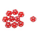 Pack of 10pcs Red Twelve Sided D12 Dice Playing D&D Warhammer RPG Board Game Favours
