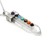 7 Chakra White Quartz Pendant Necklace, Healing Point Pendants, 20