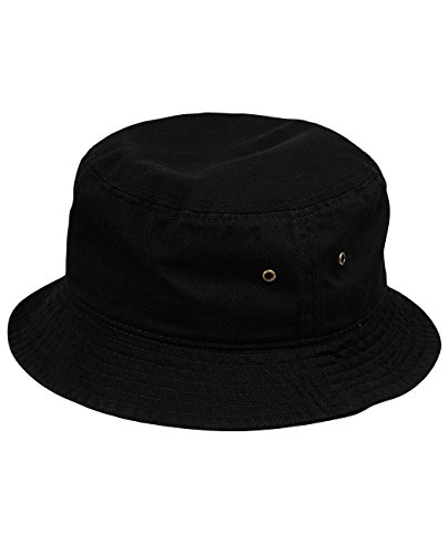 NYFASHION101 Fashionable Unisex Solid Color Lightweight Cotton Bucket Hat, Black, L/XL