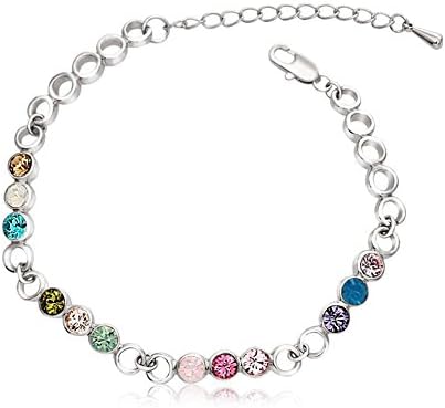 OUXI 6.8" Colored Cubic Zirconia Bracelet Zinc Alloy Platinum Plated