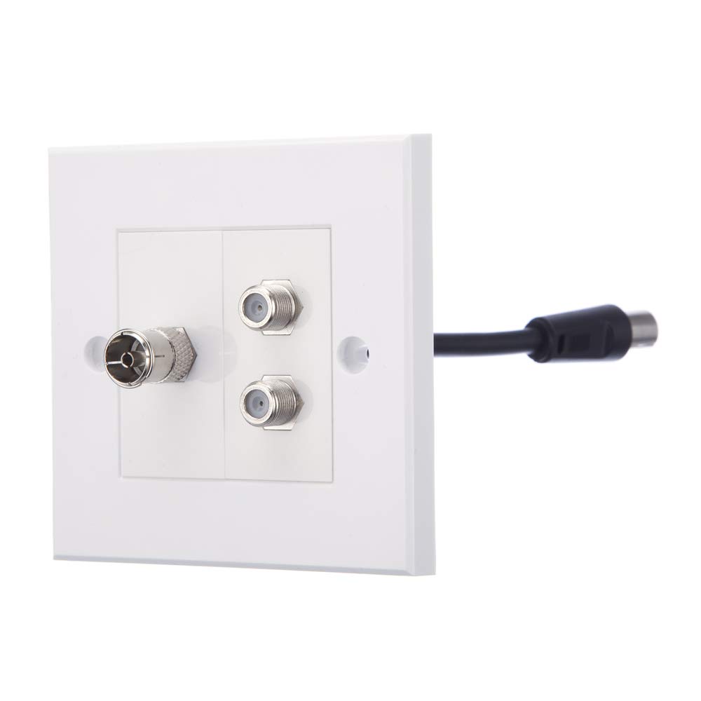 Computer Spares TV Aerial & F Type (Satellite) Faceplates/Wall Outlets – Silver Coloured Sockets (Double F-Type and Single Aerial)