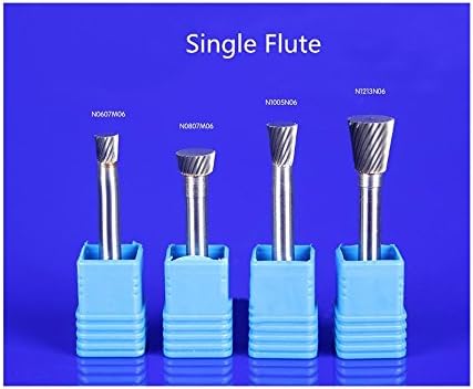 SHINA Premium Carbide Single Flute Cut Rotary Burr File 1/4" 6mm SHK 6mm Head Inverted Conical 1pc
