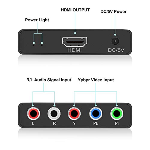 Component to HDMI Converter, YPbPr to HDMI , 5RCA RGB to HDMI Video