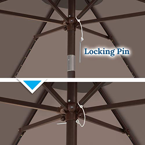 BenefitUSA 8' Patio Umbrella Outdoor Sunshade LED Lighted Tilt Aluminum Garden Market Balcony (Taupe)