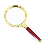 SDMH magnifying glass, 10X old man reading hand-held magnifying glass, jewelry jade identification, imitation red wood handle, insect hobby observation (Small-80mm)