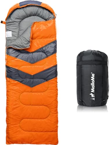MalloMe Schlafsäcke, für kaltes und warmes Wetter, Camping-Schlafsack für Erwachsene und Kinder (10–12), Mädchen, Jungen, leichtes und kompaktes Campi