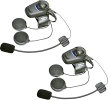 Sena SMH5D-FM-01 Auricular E Intercomunicador Bluetooth, Con Sintonizador De Fm Integrado, Para Scooters Y Motocicletas, Paquete Doble, Con Kit Para Casco Jet