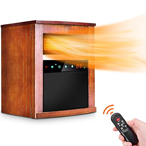 Electric Space Heater -1500W Infrared Heater with 3 Heat Settings, Remote Control&Timer, Room Heater with Overheat&Tip-Over Shut Off Protection, for Indoor Use, Quiet Operation, Wood Cabinet, L, Brown Electric Space Heater -1500W Infrared Heater with 3 Heat Settings, Remote Control&Timer, Room Heater with Overheat&Tip-Over Shut Off Protection, for Indoor Use, Quiet Operation, Wood Cabinet, L, Brown