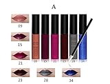 Tmalltide Makeup Lip Gloss liquid lipstick set of 6 + 12 Pcs Lip Brush Matte Lip Gloss Lipstick Organizer Makeup Kits halloween