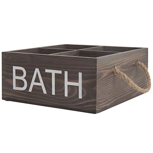 MyGift Bathroom Organizer 4 Cup Bin, Rustic Dark Brown