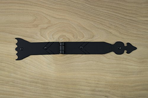 Decorative Strap Hinge 11" For Doors or Gates Rustic Hammered Iron Black Finish Hand Crafted Borderland Rustic Hardware - Thumbnail 3