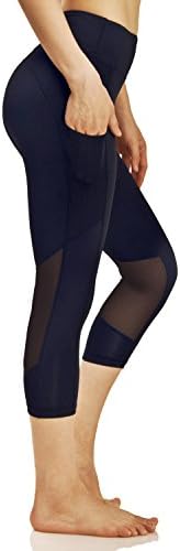 Mumianshu High-Waist Mesh Yoga Pants Capris For Women With Pockets - Breathable and Quick Dry Workout Leggings (M, Black)