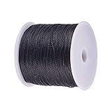 JEWELEADER 116 Yards Round Waxed Polyester Cord 0.5mm Macrame Craft DIY Thread Rattail Beading String for Jewelry Making Chinese Knotting Kumihimo Shamballa Friendship Bracelets Leather Sewing - Black