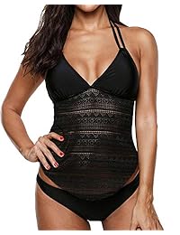 AnnJo traje de baño sexy de 2 piezas de malla con parte inferior de bikini