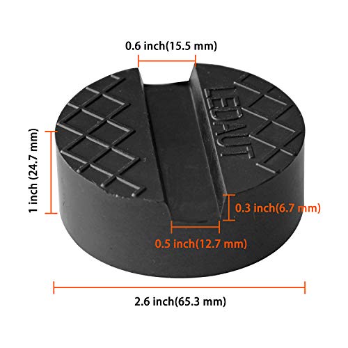 LEDAUT Robust Rubber Jack Pads 4 Pcs Black Rubber Pads Grooves Universal Slotted Jack Pad Block Protect Trolley Vehicle 65mm X 24.7mm 4 Pack
