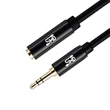 Aux Cable Female to Male,SHD 3.5mm Stereo Cord Extension Cable 1/8 Audio Cable Gold Plated Metal Shell Black-8Feet
