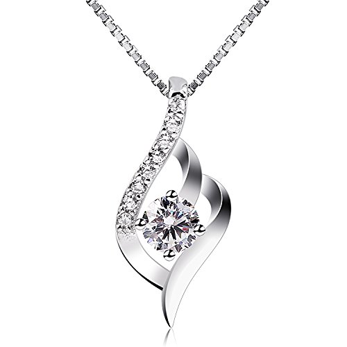 B.Catcher Femme Collier en Argent 925, Pendentif diamanté, La fête des mères, Cadeau parfait pour les fêtes, les anniversaires, Saint-Valentin Cadeau