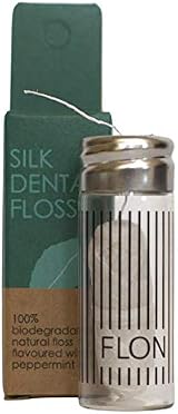 FLON Natural Silk Dental Floss Peace Silk Mint 30m in Glass Dispenser view 8
