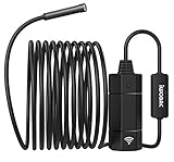 IWOBAC Semi-Rigid WiFi Endoscope, 5.0 Megapixels HD 1944P Wireless Borescope, 6.7mm IP67 Waterproof Inspection Snake Camera for Android and iOS Smartphone, iPhone, Samsung, Tablet -Black with 2250mAh