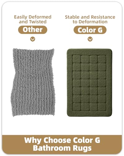 Color&Geometry Ultra Soft Bathroom Rug, Non Slip Machine Washable Bath Mat with Rubber Backing, Plush Fluffy Absorbent Carpet for Bathroom Floor, Tub and Shower, 17"x47", Green