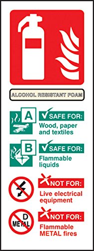Caledonia Signs 81244S Foam Extinguisher ID, Alcohol Resistant