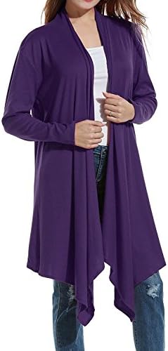 Womens Drape Open Front Asymmetrical Waterfall Long Cardigan Ladies Outerwear