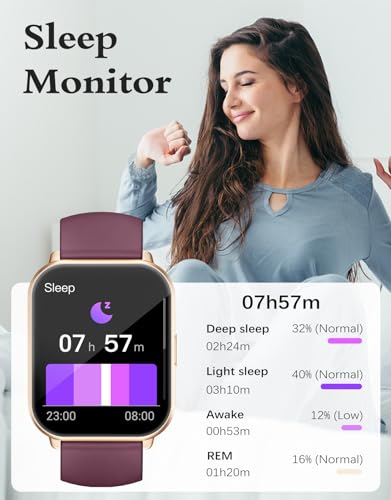 RUIMEN Smartwatch with Calls, Smart Watch Receive Call and Voice Assistant, Smartwatch Woman Man with Pedometer Blood Oxygen Waterproof IP68 100+ Sports Modes